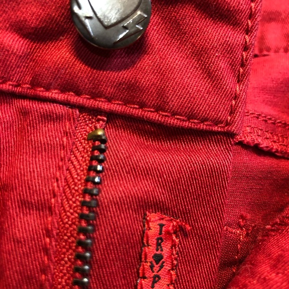 Vintage Joan Jett Tripp NYC Daang Goodman Lace up Red Jeans Size 11 denim - Picture 11 of 16